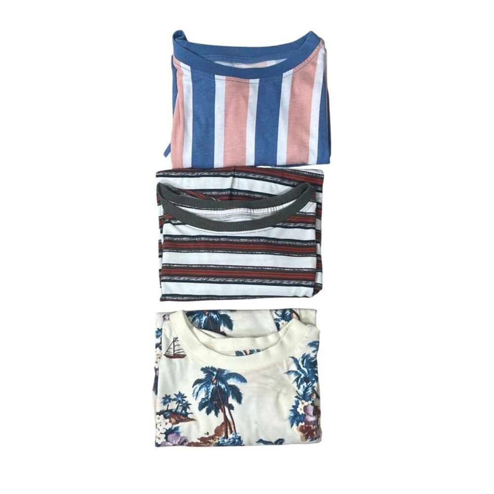3 Original Use T-Shirts Men's Beach Stripe Graphic S Small Short Sleeve